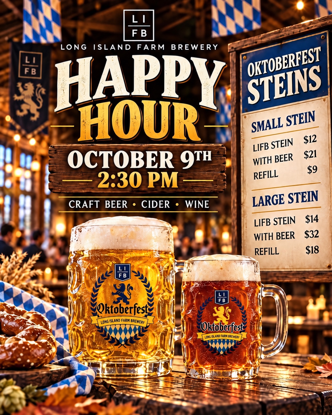 Long Island Farm Brewery Happy Hour October 9 at 2:30 PM